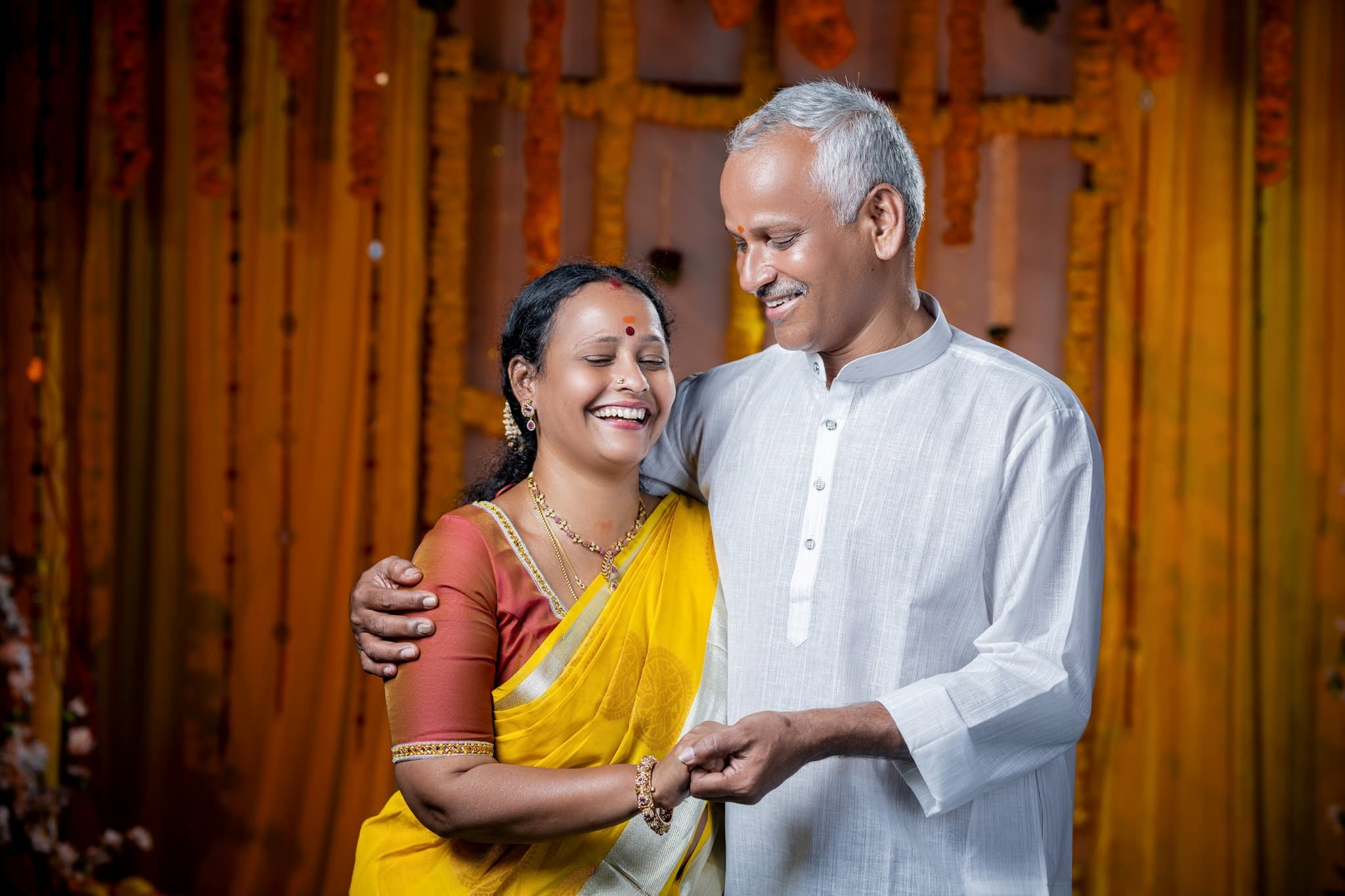 South Indian Couple Anniversary Portrait