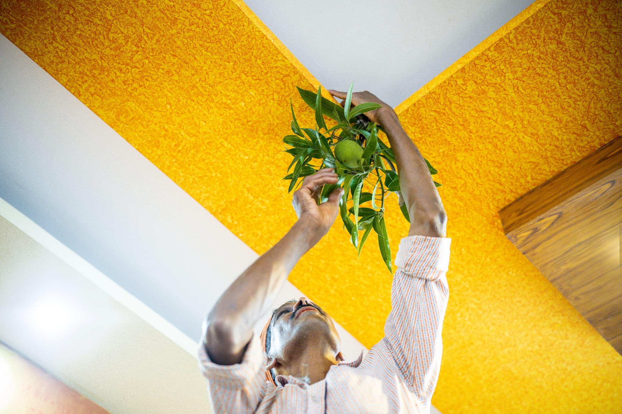 Baby Naming Ceremony ritual with mango leaves
