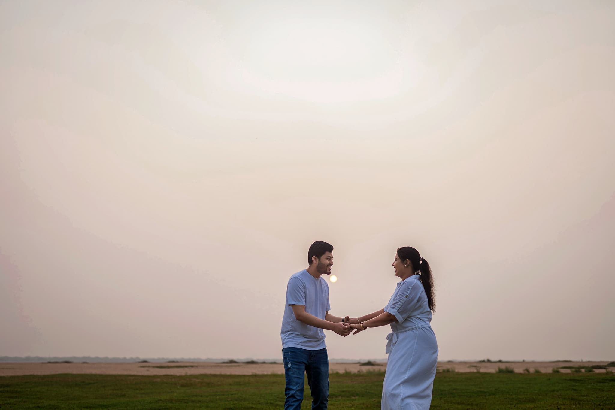 Couple in ethereal landscape - example of atmospheric photo retouching